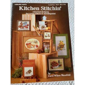 Leisure Arts Kitchen Stitchin' Cross Stitch Design Leaflet Pattern Book 157